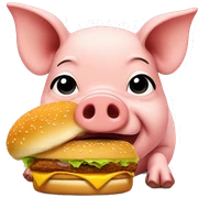 Pig eating burger sticker