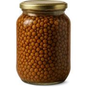 Realistic style jar of canned lentils, natural details, no background. sticker