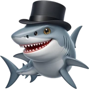 Shark with a top hat sticker