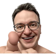smiling boy with glasses sticker