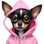 Black chihuahua in a pink hoodie  sticker