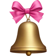 a christmas bell with a pink bow sticker