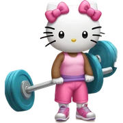 hello kitty in the gym sticker