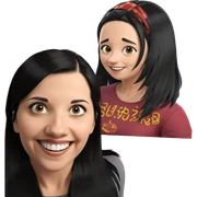 smiling girl with black hair sticker
