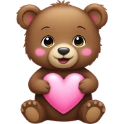 Baby bear holding pink heart sticker