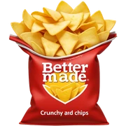 Red Bag of chips wording says “ Better Made” sticker
