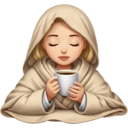 girl inside a blanket sipping coffee eyes closed sticker