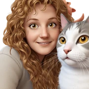 smiling girl with cat portrait sticker