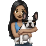 white brunette  with black frenchie sticker