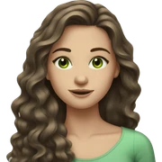 brunette long wavy hair girl green eyes sticker