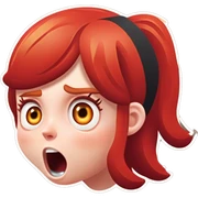 shocked white girl with long red red hair sticker