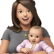 smiling baby girl with jewelry sticker
