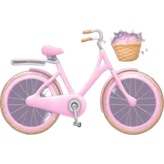 Pastel Pink Bicycle "A pastel pink bicycle with glowing wheels, a sparkly heart-shaped basket, and a trail of glitter following behind." sticker