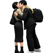 blonde and black hair kiss sticker