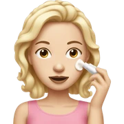 white girl applying cream on face sticker