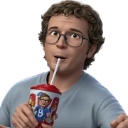boy with drink and glasses sticker