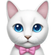 white cat with a pink bow and blue eyes sticker