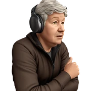 mature man with headphones sticker