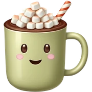 Pale olive mug of hot chocolate with marshmallows  sticker