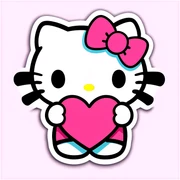 hello kitty pink heart sticker