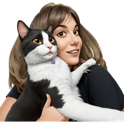 girl smiling with cat sticker