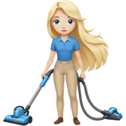 Cinematic realistic blonde with long hair, blue eyes vacuums sticker