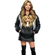 girl in jacket with smile sticker