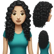 White girl with black curly hair sticker