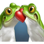 two frogs kissing with a heart over their heads sticker