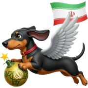 Dachshund flies to bomb Iran sticker