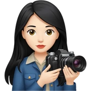 women with black long hair with her camera sticker