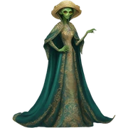 a Reptilian alien woman full body in Romanov dress sticker