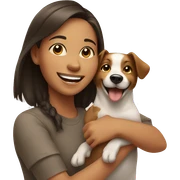 happy girl with dog indoors sticker