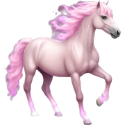 Horse "A pastel pink horse with a glowing, flowing mane, shimmering hooves, and a magical light aura following its elegant strides." sticker
