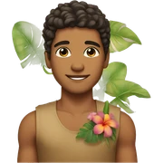 Tropical tan boy with long lashes and brown eyes with a flower in left ear  sticker