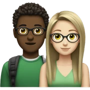 teen couple with glasses (white girl with brown hair green eyes) (black male with spiky hair) sticker