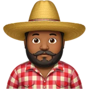 Hombre gordo barbon moreno con zombrero con camiza de cuadros y barba negra sticker