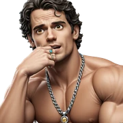 muscular male with jewelry sticker