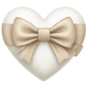 white heart with beige bow sticker