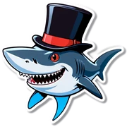 Shark with a top hat sticker