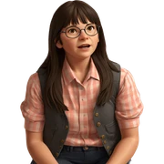 girl in glasses sitting down sticker