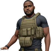 muscular man with rifle sticker