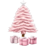 Light pink Christmas gifts under a white Christmas tree  sticker