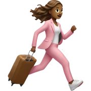 Girl running with light pink suit case sticker