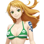 smiling nami in green bikini sticker