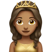 Tan brunette girl wearing gold tiara sticker