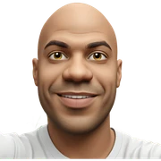 smiling bald man with plant sticker