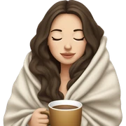 White girl brunette inside a blanket sipping coffee eyes closed sticker