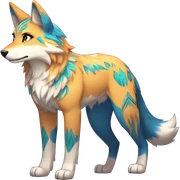 Anthro Colorful Shiny Fionbri-Falvie-sparkle-wolf-sona with tribal markings full body sticker