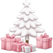 Light pink Christmas gifts under a white Christmas tree  sticker